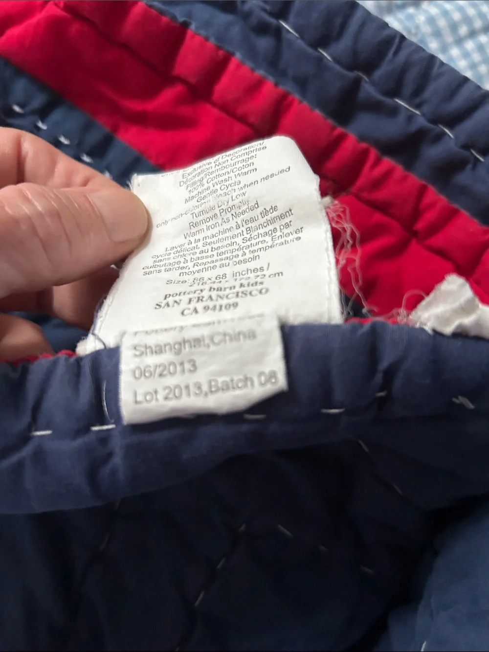 Pottery Barn Kids All-Star Sports Patches Quilted Navy/Red Twin w/Sham Comforter